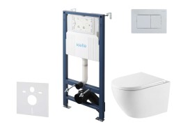 Kielle - Genesis New Set předstěnové instalace, klozetu Oudee, Vortex Rimless+, sedátka softclose a tlačítka Gemini New III, lesklý chrom (30528SS62)