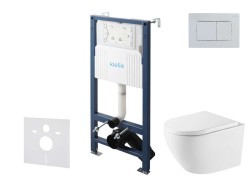 Kielle - Genesis New Set předstěnové instalace, klozetu Oudee, Vortex Rimless+, sedátka softclose a tlačítka Gemini New III, lesklý chrom (30528SS71)