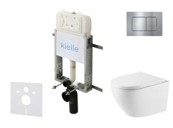 Kielle - Genesis New Set předstěnové instalace, klozetu Oudee, Vortex Rimless+, sedátka softclose a tlačítka Gemini New III, lesklý chrom (30528SZ62)