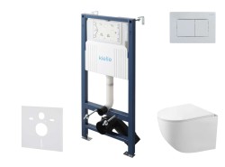 Kielle - Genesis New Set předstěnové instalace, kompaktního klozetu Gaia, Rimless, sedátka softclose a tlačítka Gemini New III, lesklý chrom (30528SS89)