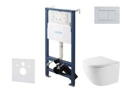 Kielle - Genesis New Set předstěnové instalace, kompaktního klozetu Oudee, Vortex Rimless+, sedátka softclose a tlačítka Gemini New III, lesklý chrom (30528SS44)