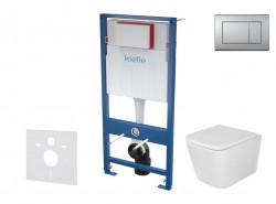 Kielle - Genesis Set předstěnové instalace, klozetu Arkas I, sedátka softclose a tlačítka Gemini III, matný chrom (30505SS35)