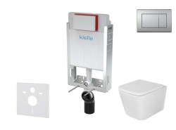 Kielle - Genesis Set předstěnové instalace, klozetu Arkas I, sedátka softclose a tlačítka Gemini III, matný chrom (30505SZ35)