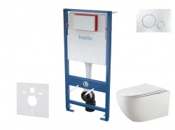 Kielle - Genesis Set předstěnové instalace, klozetu Gaia, sedátka softclose a tlačítka Gemini II, lesklý chrom (30505SS54)