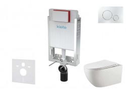 Kielle - Genesis Set předstěnové instalace, klozetu Gaia, sedátka softclose a tlačítka Gemini II, lesklý chrom (30505SZ54)