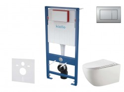 Kielle - Genesis Set předstěnové instalace, klozetu Gaia, sedátka softclose a tlačítka Gemini III, matný chrom (30505SS49)