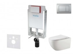Kielle - Genesis Set předstěnové instalace, klozetu Gaia, sedátka softclose a tlačítka Gemini III, matný chrom (30505SZ49)
