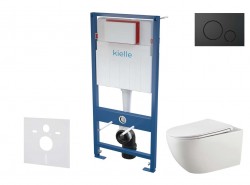 Kielle - Genesis Set předstěnové instalace, klozetu Gaia, sedátka softclose a tlačítka Gemini IV, matná černá (30505SS51)
