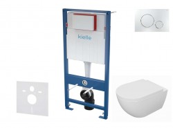 Kielle - Genesis Set předstěnové instalace, klozetu Oudee, sedátka softclose a tlačítka Gemini II, lesklý chrom (30505SS68)