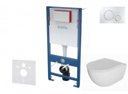 Kielle - Genesis Set předstěnové instalace, klozetu Oudee, sedátka softclose a tlačítka Gemini II, lesklý chrom (30505SS75)