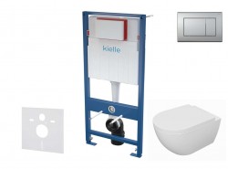 Kielle - Genesis Set předstěnové instalace, klozetu Oudee, sedátka softclose a tlačítka Gemini III, matný chrom (30505SS63)