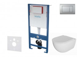 Kielle - Genesis Set předstěnové instalace, klozetu Oudee, sedátka softclose a tlačítka Gemini III, matný chrom (30505SS70)