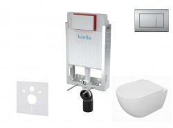 Kielle - Genesis Set předstěnové instalace, klozetu Oudee, sedátka softclose a tlačítka Gemini III, matný chrom (30505SZ63)