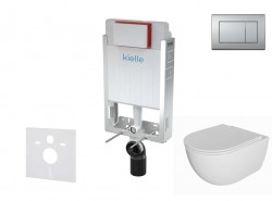 Kielle - Genesis Set předstěnové instalace, klozetu Oudee, sedátka softclose a tlačítka Gemini III, matný chrom (30505SZ70)