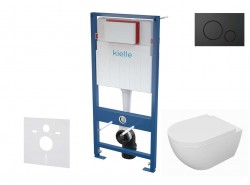Kielle - Genesis Set předstěnové instalace, klozetu Oudee, sedátka softclose a tlačítka Gemini IV, matná černá (30505SS65)