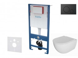 Kielle - Genesis Set předstěnové instalace, klozetu Oudee, sedátka softclose a tlačítka Gemini IV, matná černá (30505SS72)