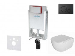 Kielle - Genesis Set předstěnové instalace, klozetu Oudee, sedátka softclose a tlačítka Gemini IV, matná černá (30505SZ72)