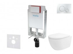 Kielle - Genesis Set předstěnové instalace, klozetu Oudee Vortex, sedátka softclose a tlačítka Gemini II, lesklý chrom (30505SZ83)