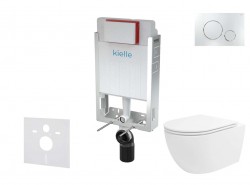 Kielle - Genesis Set předstěnové instalace, klozetu Oudee Vortex, sedátka softclose a tlačítka Gemini II, lesklý chrom (30505SZ92)