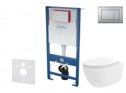 Kielle - Genesis Set předstěnové instalace, klozetu Oudee Vortex, sedátka softclose a tlačítka Gemini III, matný chrom (30505SS86)