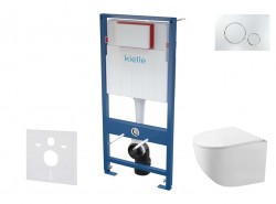 Kielle - Genesis Set předstěnové instalace, kompaktního klozetu Gaia, sedátka softclose a tlačítka Gemini II, lesklý chrom (30505SS61)