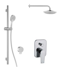 Kielle - Harmonia Sprchový set s baterií pod omítku, pro 2 spotřebiče, s příslušenstvím EcoSpare a tělesem, chrom (20623SP80)