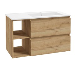 Kielle - Nefia Skříňka s umyvadlem 90 cm, pravá varianta, zlatý dub (50027S90R1)