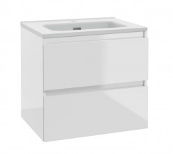 Kielle - Nefia Skříňka včetně umyvadla, 60x55x46 cm, 2 zásuvky, lesklá bílá (50027S620)