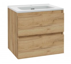 Kielle - Nefia Skříňka včetně umyvadla, 60x55x46 cm, 2 zásuvky, zlatý dub (50027S621)