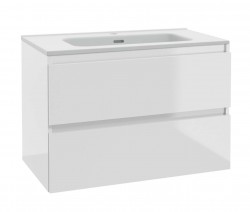 Kielle - Nefia Skříňka včetně umyvadla, 80x55x46 cm, 2 zásuvky, lesklá bílá (50027S820)
