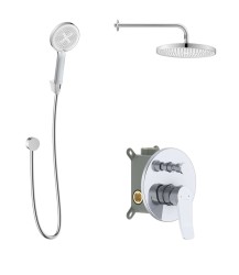 Kielle - Nefia Sprchový set s baterií pod omítku, pro 2 spotřebiče, s příslušenstvím EcoSpare a tělesem, chrom (20627SP110)