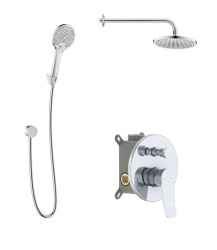 Kielle - Nefia Sprchový set s baterií pod omítku, pro 2 spotřebiče, s příslušenstvím EcoSpare a tělesem, chrom (20627SP140)