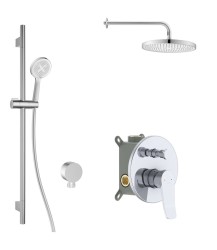 Kielle - Nefia Sprchový set s baterií pod omítku, pro 2 spotřebiče, s příslušenstvím EcoSpare a tělesem, chrom (20627SP70)