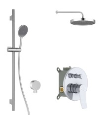 Kielle - Nefia Sprchový set s baterií pod omítku, pro 2 spotřebiče, s příslušenstvím EcoSpare a tělesem, chrom (20627SP90)