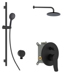 Kielle - Nefia Sprchový set s baterií pod omítku, pro 2 spotřebiče, s příslušenstvím EcoSpare a tělesem, matná černá (20627SP104)