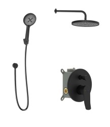 Kielle - Nefia Sprchový set s baterií pod omítku, pro 2 spotřebiče, s příslušenstvím EcoSpare a tělesem, matná černá (20627SP114)
