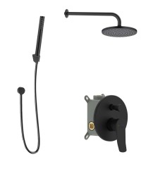 Kielle - Nefia Sprchový set s baterií pod omítku, pro 2 spotřebiče, s příslušenstvím EcoSpare a tělesem, matná černá (20627SP124)