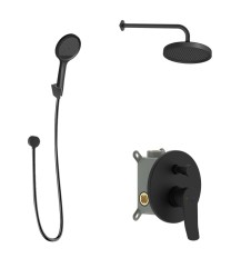 Kielle - Nefia Sprchový set s baterií pod omítku, pro 2 spotřebiče, s příslušenstvím EcoSpare a tělesem, matná černá (20627SP134)