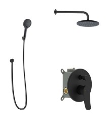 Kielle - Nefia Sprchový set s baterií pod omítku, pro 2 spotřebiče, s příslušenstvím EcoSpare a tělesem, matná černá (20627SP144)