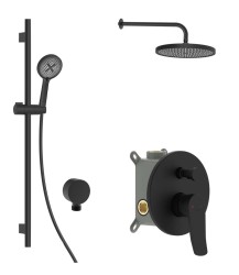 Kielle - Nefia Sprchový set s baterií pod omítku, pro 2 spotřebiče, s příslušenstvím EcoSpare a tělesem, matná černá (20627SP74)
