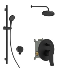 Kielle - Nefia Sprchový set s baterií pod omítku, pro 2 spotřebiče, s příslušenstvím EcoSpare a tělesem, matná černá (20627SP94)