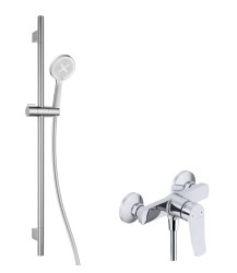 Kielle - Nefia Sprchový set s baterií, tyčí, hadicí a sprchovou hlavicí EcoSpare, chrom (20627SN10)