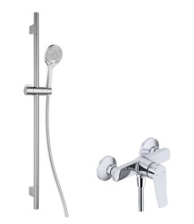 Kielle - Nefia Sprchový set s baterií, tyčí, hadicí a sprchovou hlavicí EcoSpare, chrom (20627SN40)