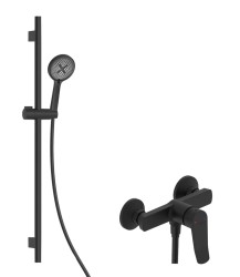 Kielle - Nefia Sprchový set s baterií, tyčí, hadicí a sprchovou hlavicí EcoSpare, matná černá (20627SN14)