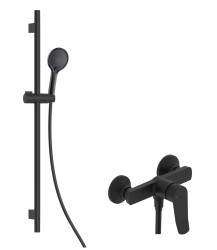 Kielle - Nefia Sprchový set s baterií, tyčí, hadicí a sprchovou hlavicí EcoSpare, matná černá (20627SN44)