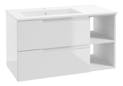 Kielle - Oudee Skříňka s umyvadlem 90 cm, levá varianta, lesklá bílá (50002S90L0)