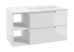 Kielle - Oudee Skříňka s umyvadlem 90 cm, pravá varianta, lesklá bílá (50002S90R0)