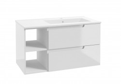 Kielle - Oudee Skříňka s umyvadlem 90 cm, pravá varianta, lesklá bílá (50002S90R0)