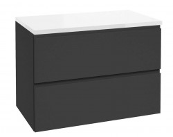 Kielle - Oudee Skříňka včetně desky pod umyvadlo 80x55x46 cm, matná černá/lesklá bílá (50002S814)