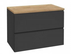 Kielle - Oudee Skříňka včetně desky pod umyvadlo 80x55x46 cm, matná černá/zlatý dub (50002S824)